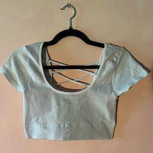 White Athletic T shirt crop top from Aerie it’s a size Medium.
